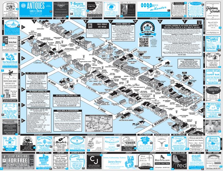 Bird S Eye View Maps Main Street Fredericksburg Texas Road Trips