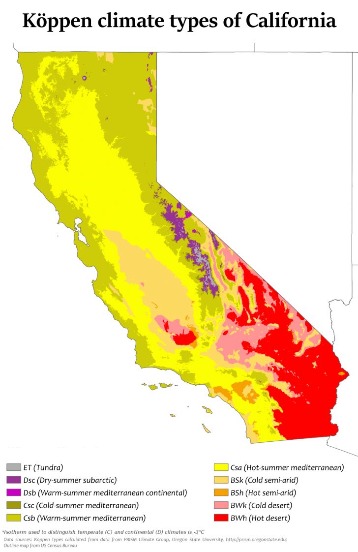 Climate Of California Wikipedia Heat Map Southern California