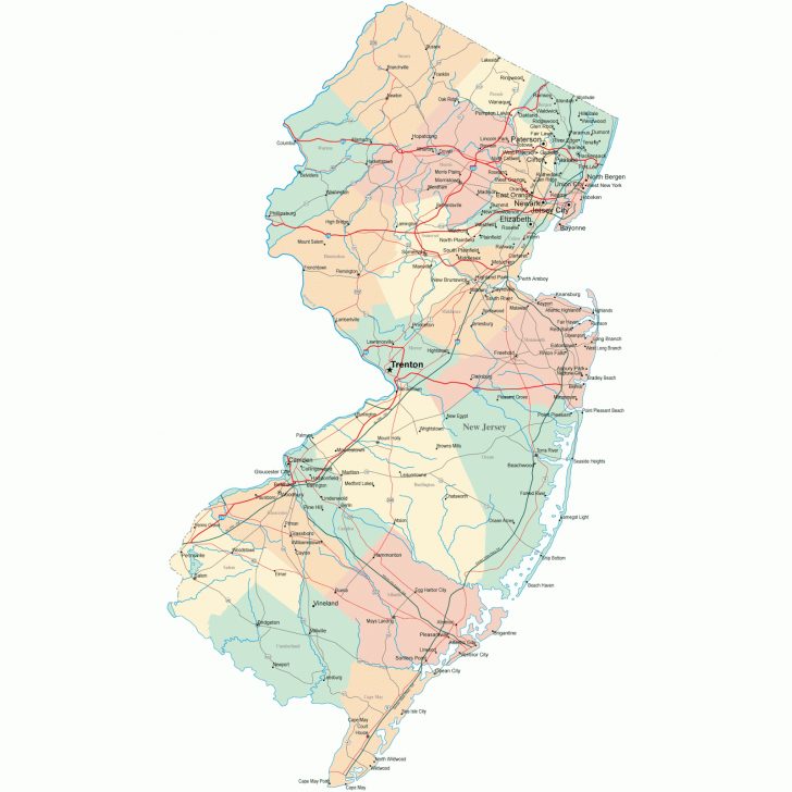 State Map Of New Jersey Free Printable Maps Printable Street Map Of