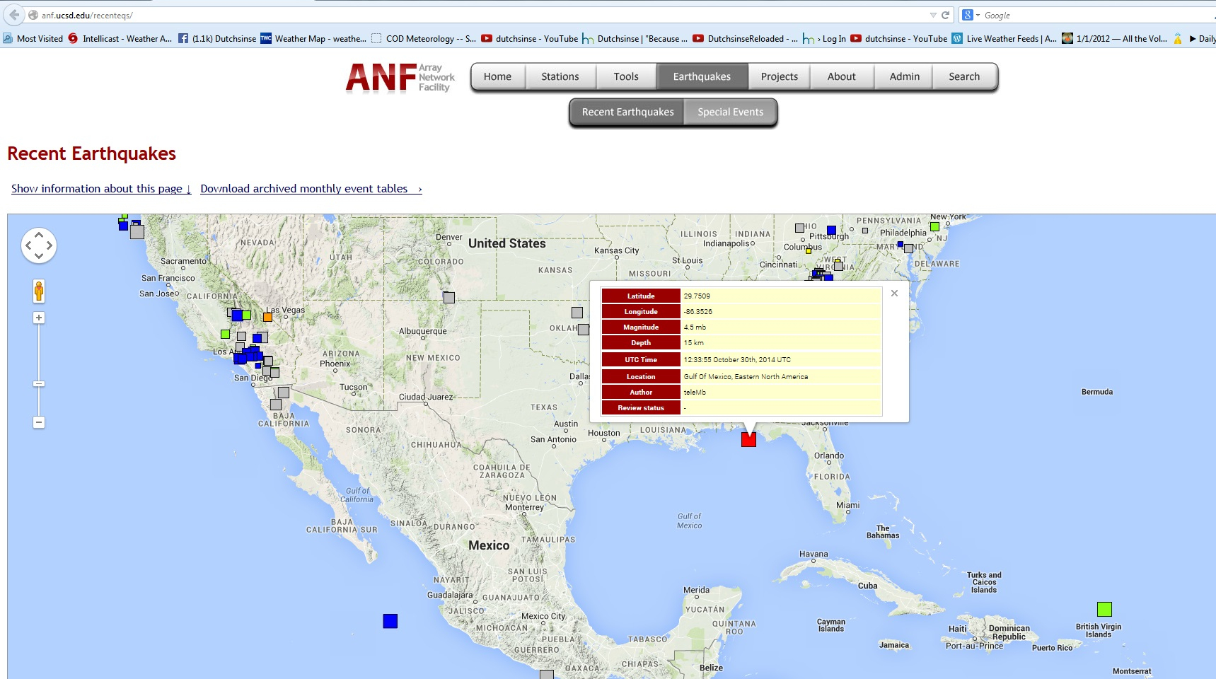 10/30/2014 — Florida 4.5M Earthquake – Nw Panhandle Near Oil - Florida Earthquake Map