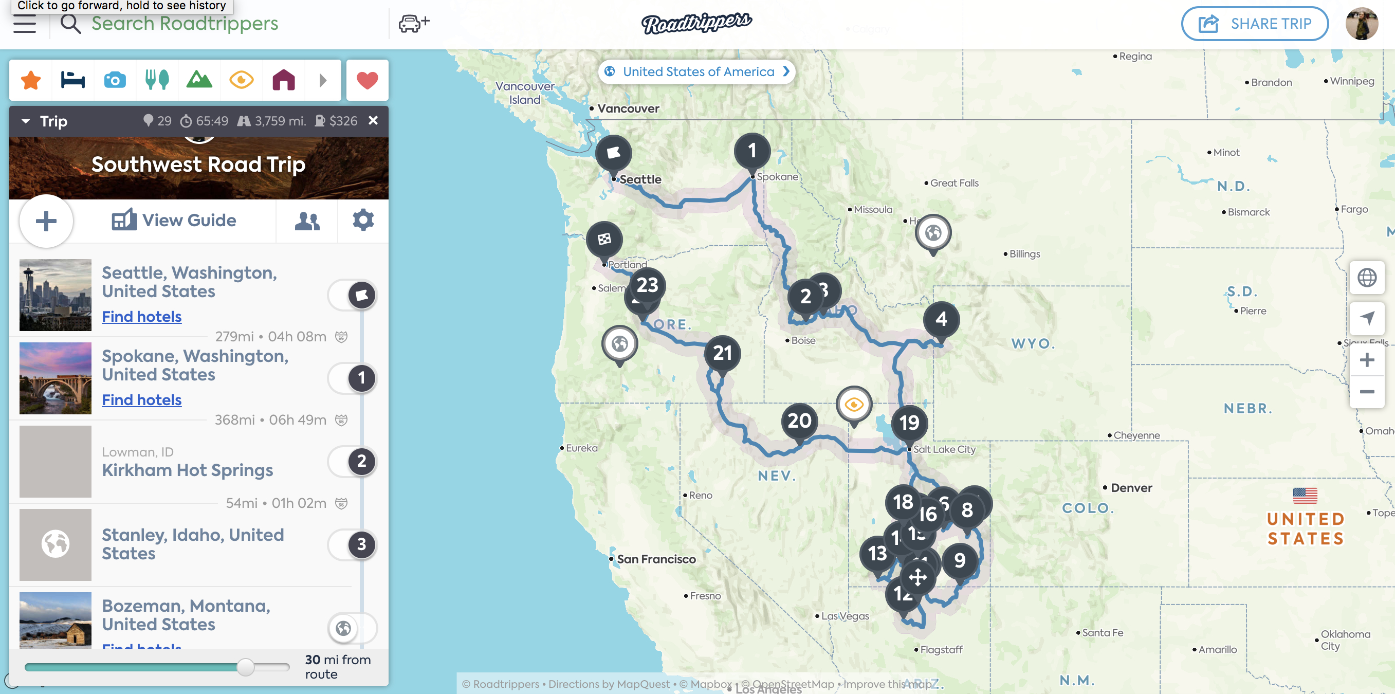 10 Insanely Useful Road Trip Planner Tools + Apps For Your Best Trip - Florida Road Trip Trip Planner Map