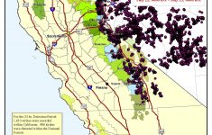 1,610 Lightning Strikes Hit California On Sunday, Mostly Along The - Lightning Map California