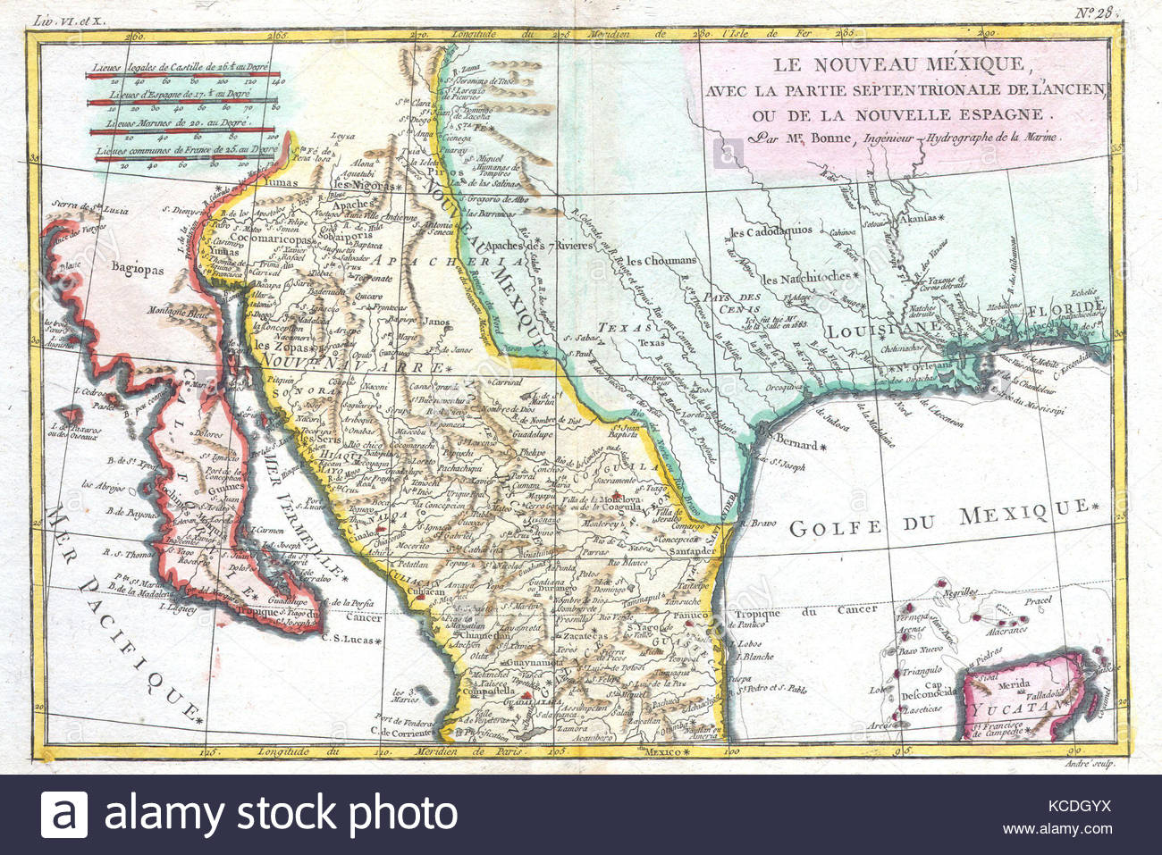 1780, Bonne Map Of Texas, Louisiana And New Mexico, Rigobert Bonne - Texas Louisiana Map