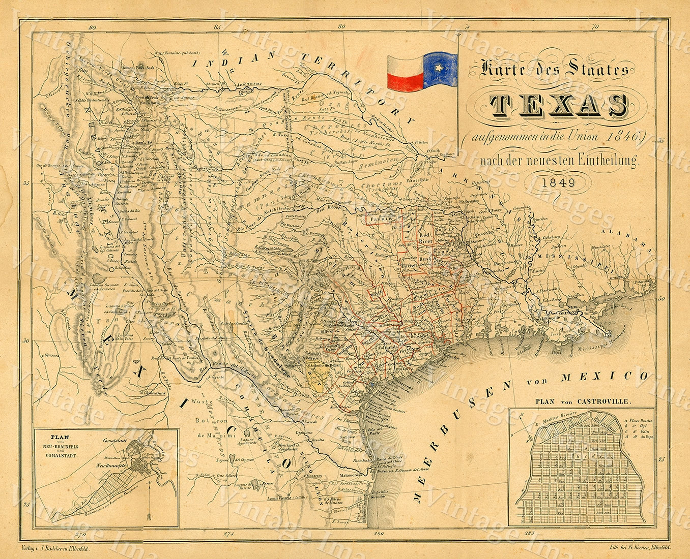 1849 Map Of Texas Old Texas Map, Texas, Map Of Texas, Vintage - Antique Texas Maps For Sale