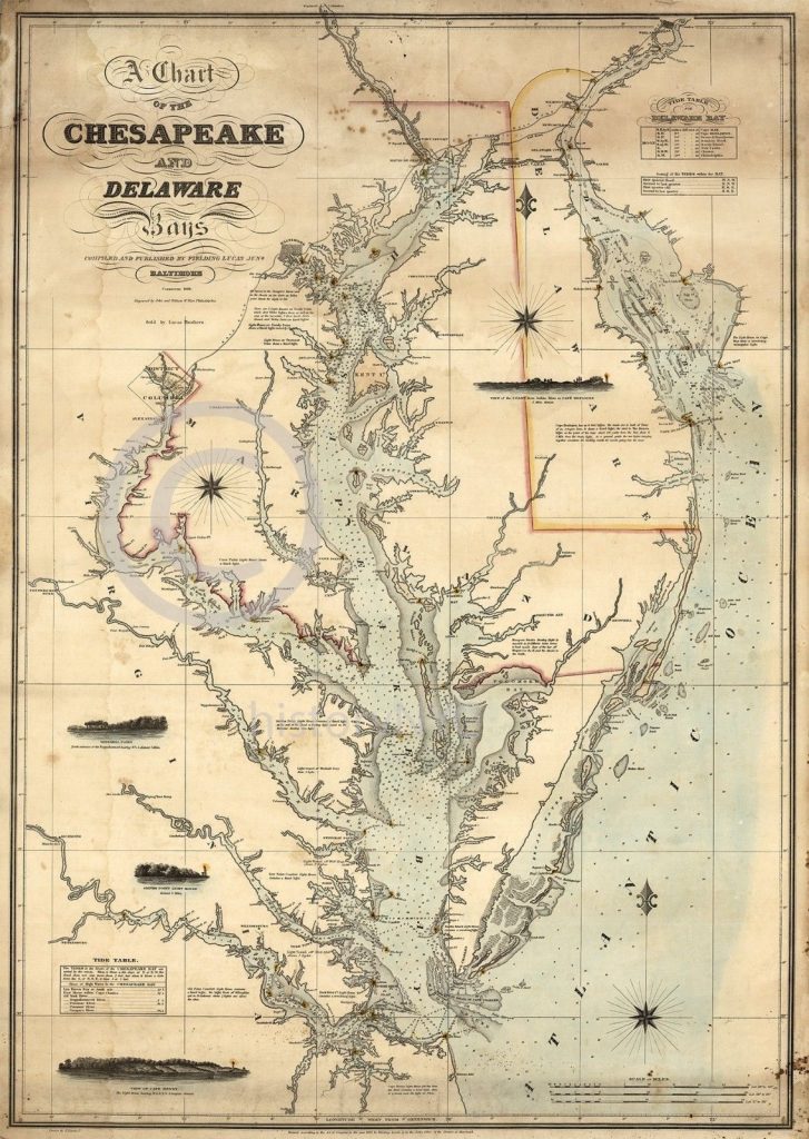 1862 Nautical Chart Map Chesapeake Delaware Bay Vintage Historical ...