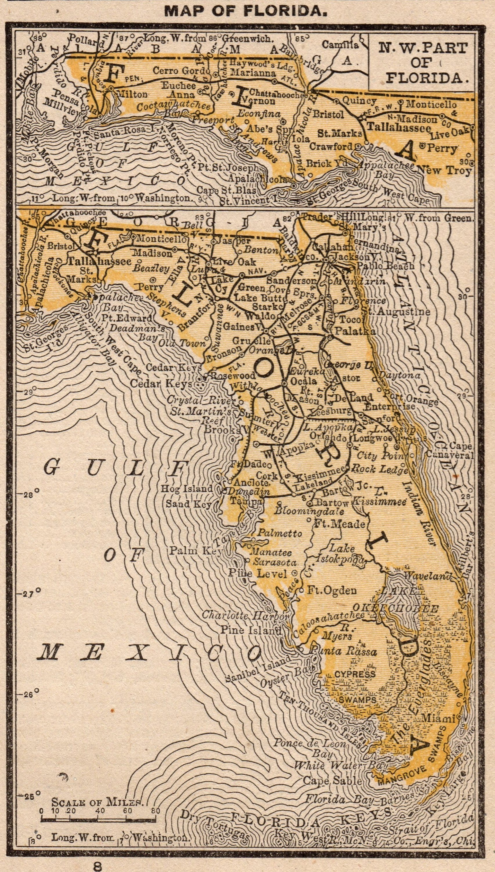 1888 Antique Florida Map Vintage Miniature Map Of Florida | Etsy - Antique Florida Map