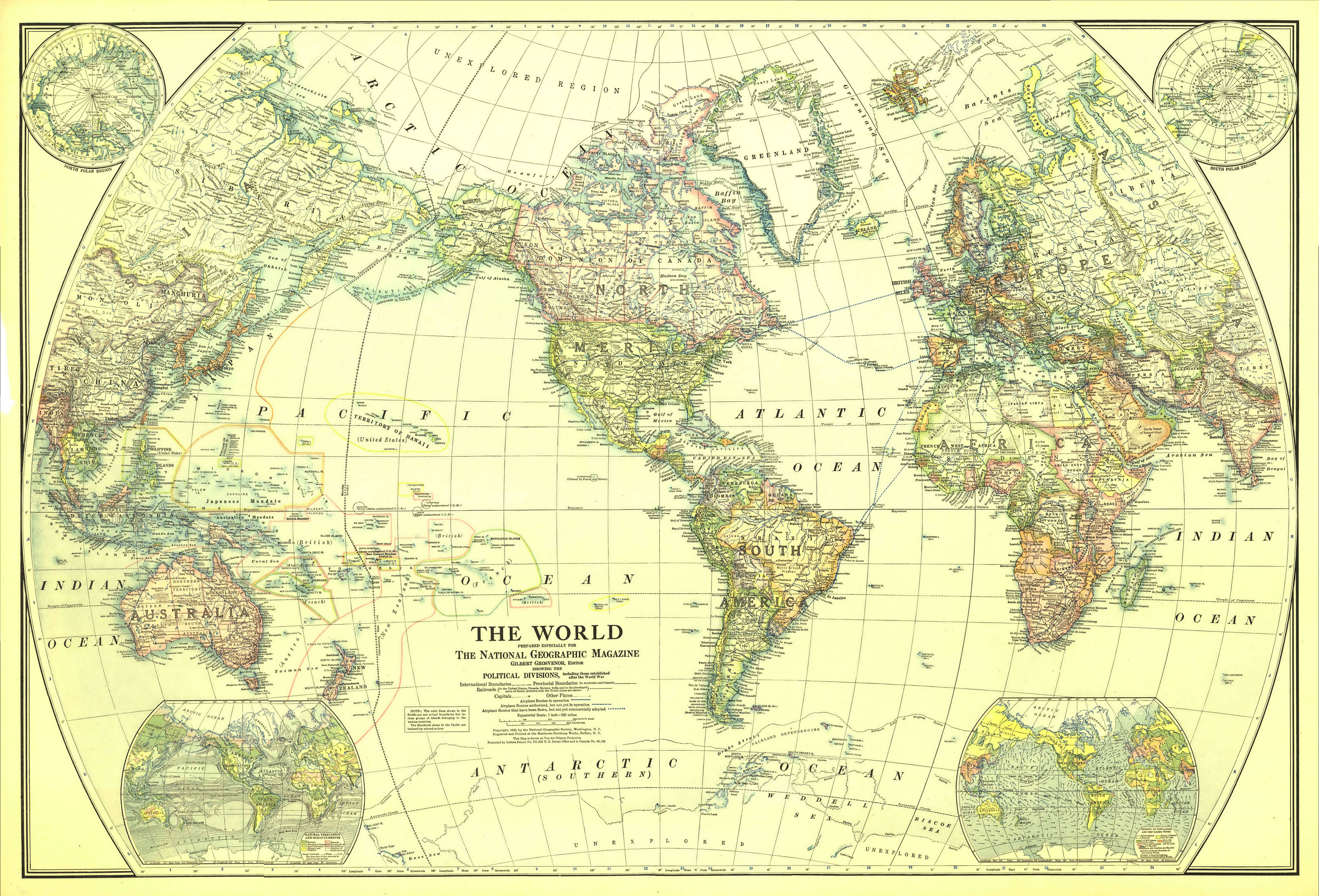 1922 World Mapthe National Geographic Society [3 495 X 2 374 - National Geographic Printable Maps