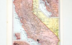 1960 California Map / Vintage Map Wall Art / Office Decor - California Map Wall Art