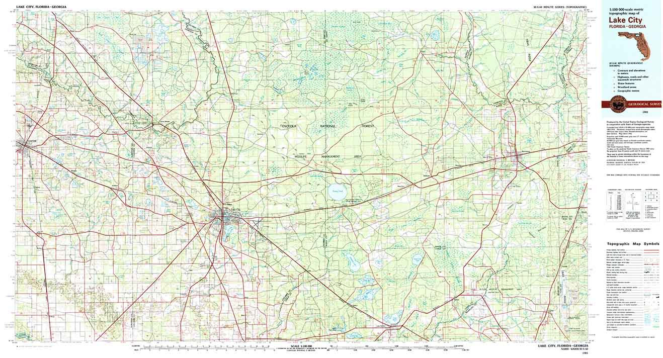 1981 Topo Map Of Lake City Florida Quadrangle Osceola National | Etsy - Lake City Florida Map