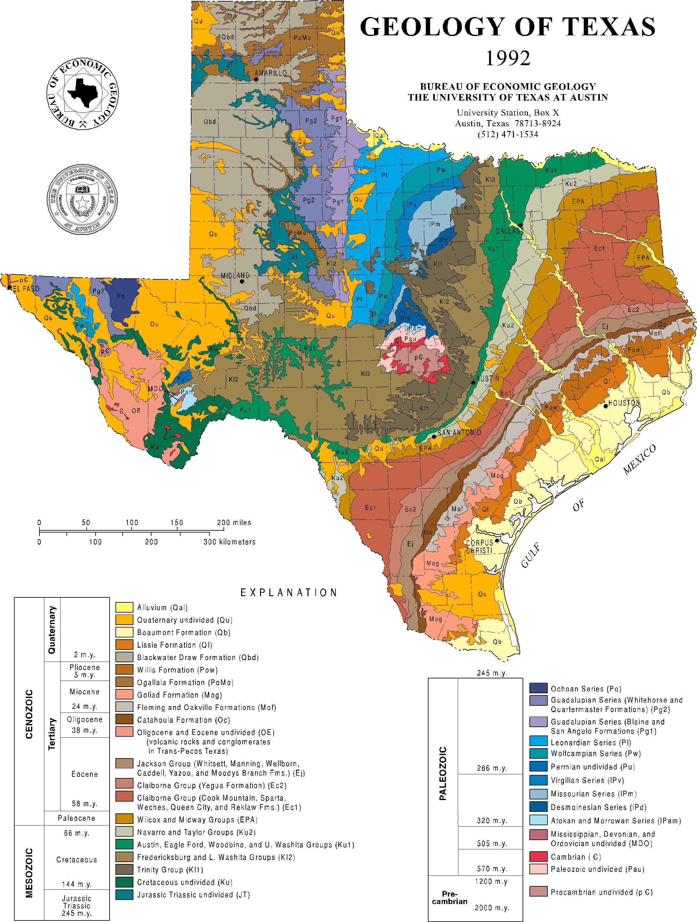 1992 Geologic Map Of Texas [2246X2971] : Mapporn - Texas Geological Survey Maps