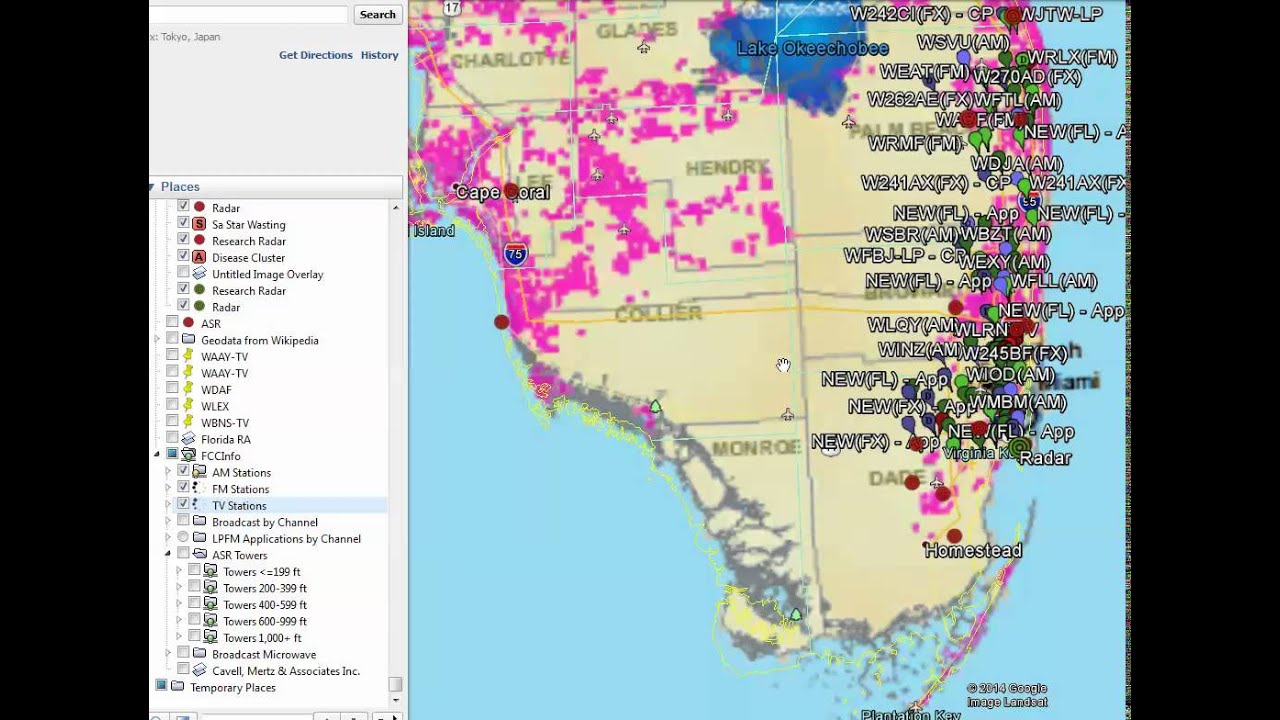 2014 Florida Citrus Greening &amp;amp; Am/fm &amp;amp; Tv Tower Locations - Youtube - Florida Citrus Greening Map