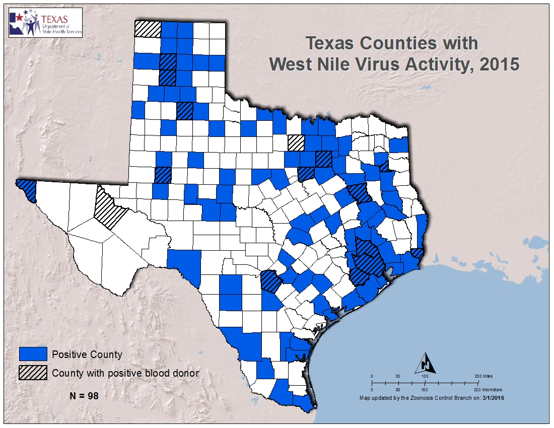 2015 Texas West Nile Virus Maps - Texas Zika Map