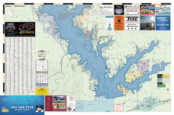 2018 Edition Map Of Cedar Creek Reservoir, Tx - Cedar Creek Texas Map ...