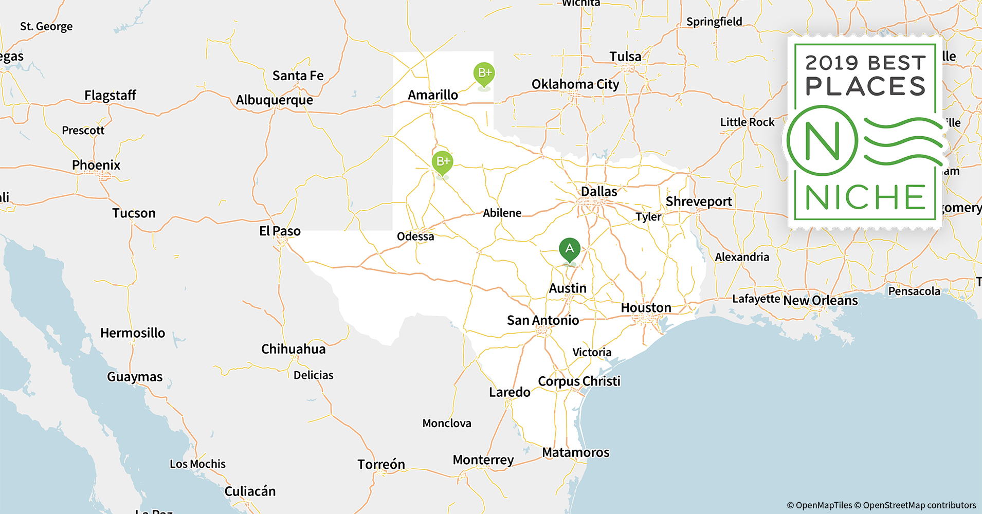 2019 Safe Places To Live In Texas - Niche - Utopia Texas Map