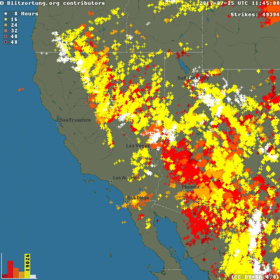 79 Wildfires In Northern California In Last 24 Hours, Most Likely - Lightning Map California
