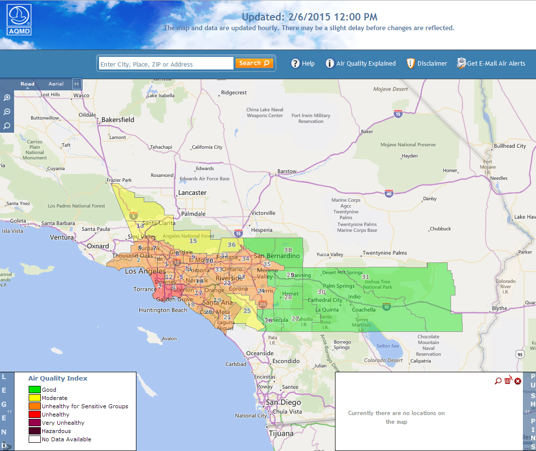 A Disgusting Day To Breathe Maps Of California Southern California - California Air Quality Index Map