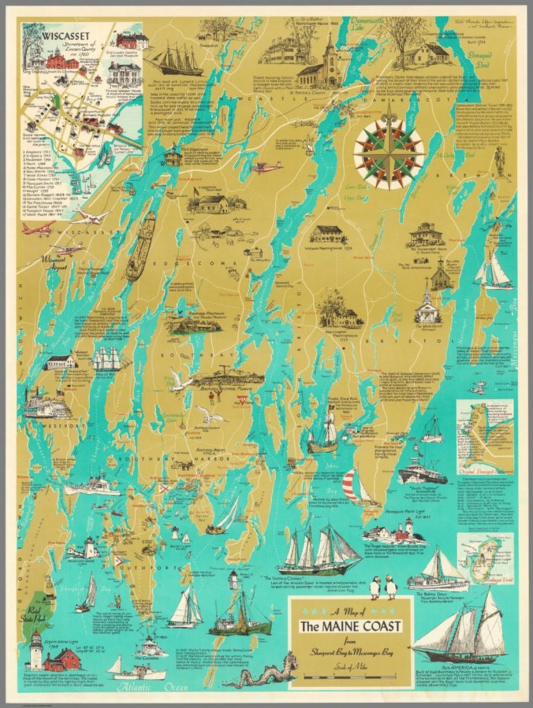 A Map Of The Maine Coast From Sheepscot Bay To Muscongus Bay