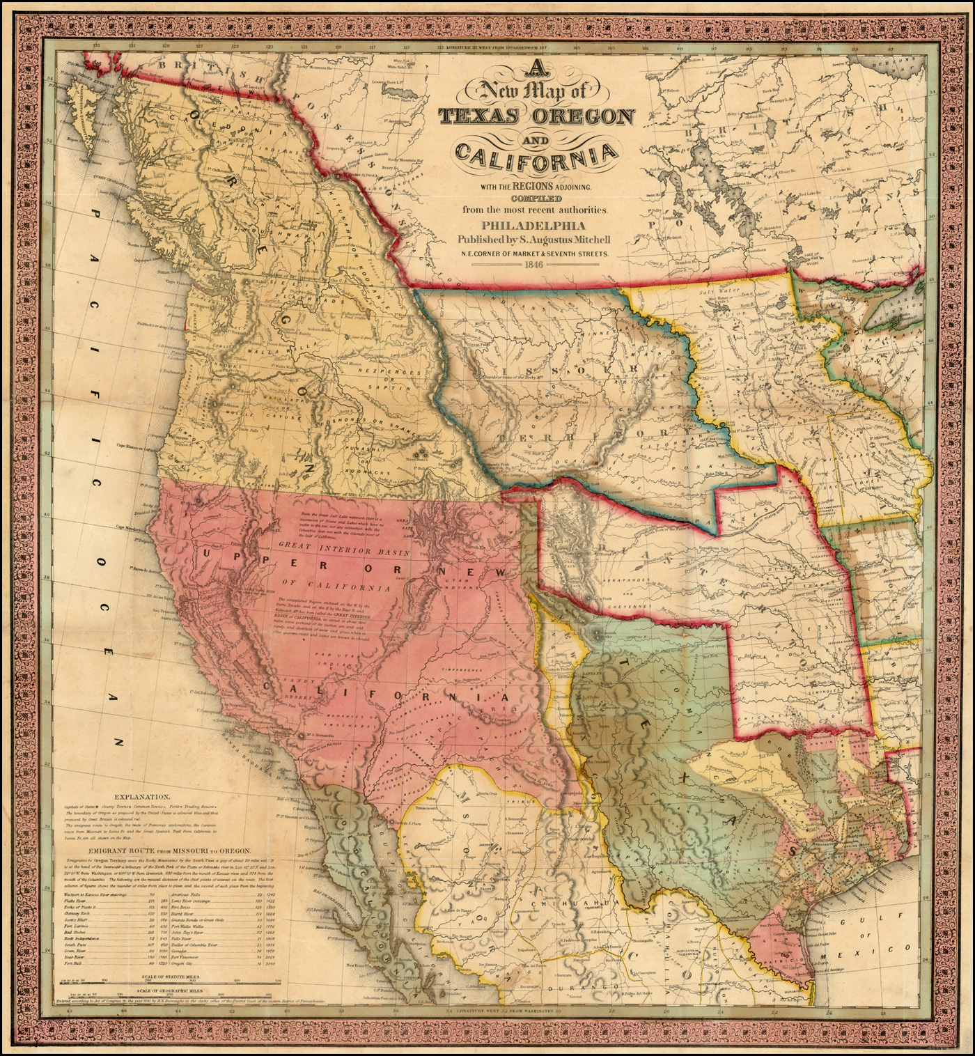 A New Map Of Texas, Oregon And California With The Regions Adjoining - California Territory Map