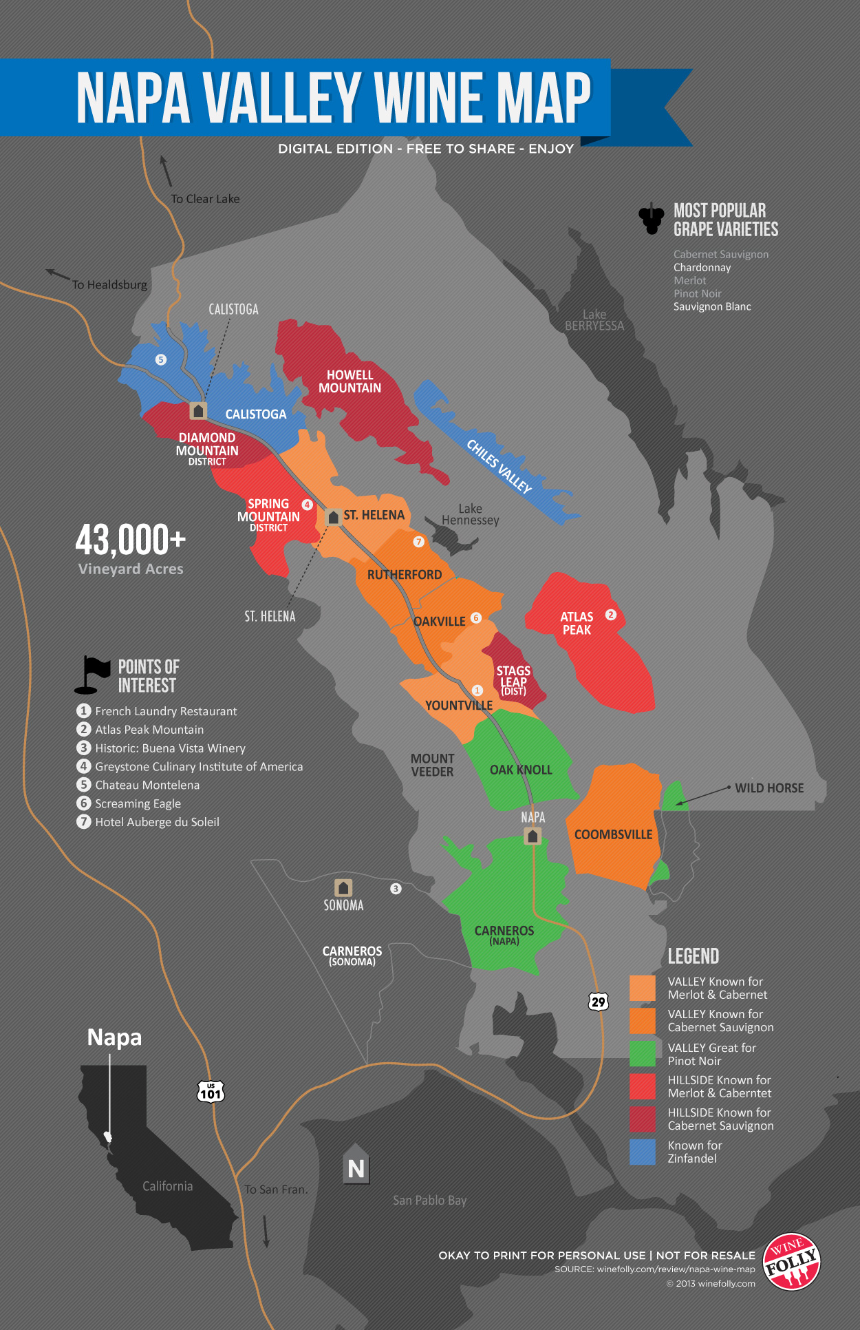 A Simple Guide To Napa Wine (Map) | Wine Folly - Map Of Northern California Wine Regions