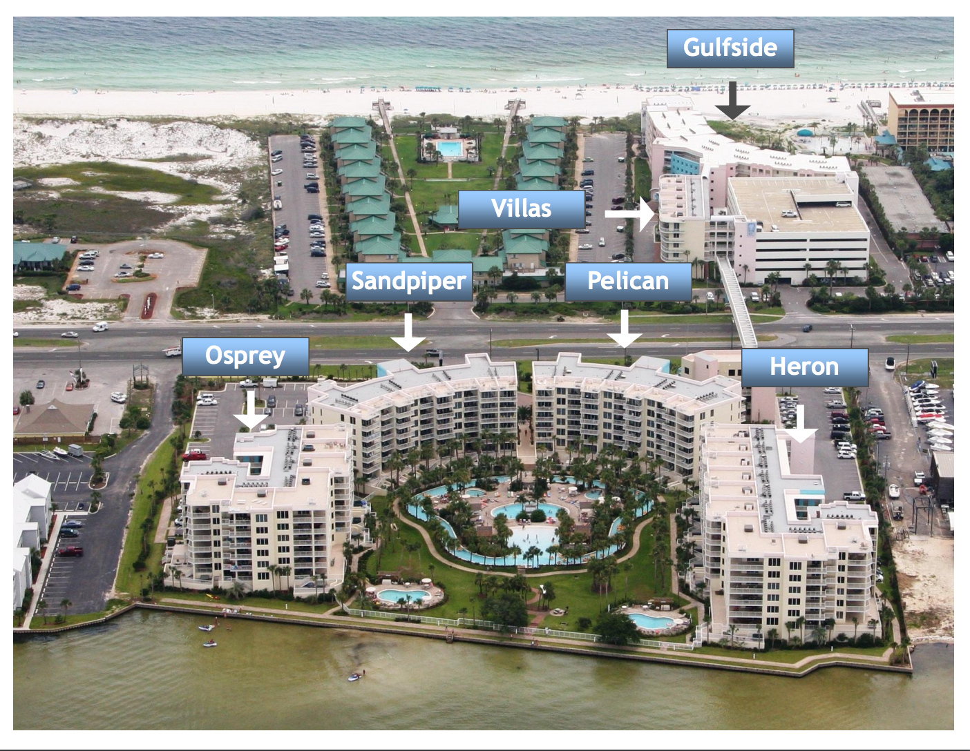 Aerial Map Of Destin West Beach And Bay Resort | Destin West Vacations - Map Of Destin Florida Condos