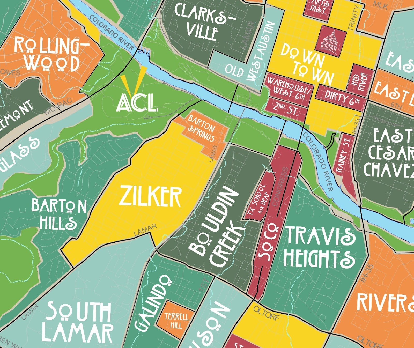 Aggregated Maps Of Austin — Austin&amp;#039;s Atlas - Austin Texas Map Downtown