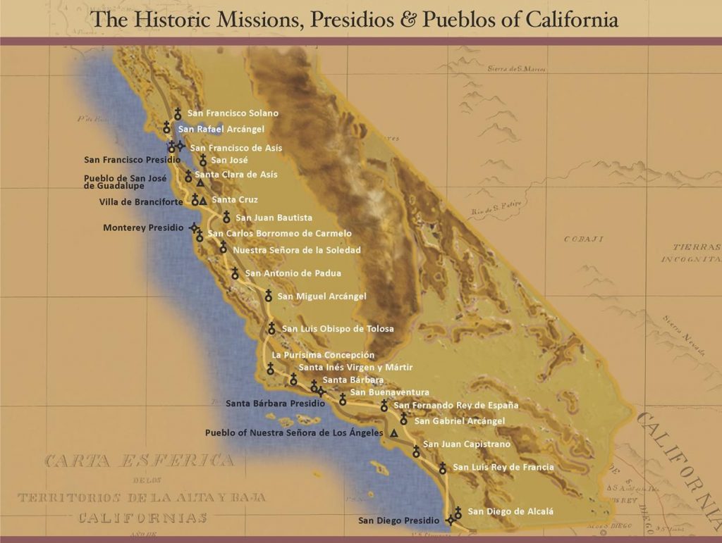 All 21 California Missions Places I Am Going To Go California California Missions Map 1024x771 