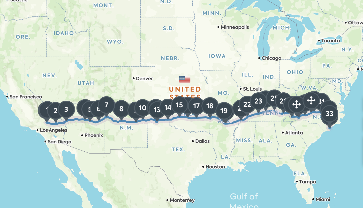 All Of The Cool Stops And Attractions On I-40 | Roadtrippers - Map Of I 40 In Texas