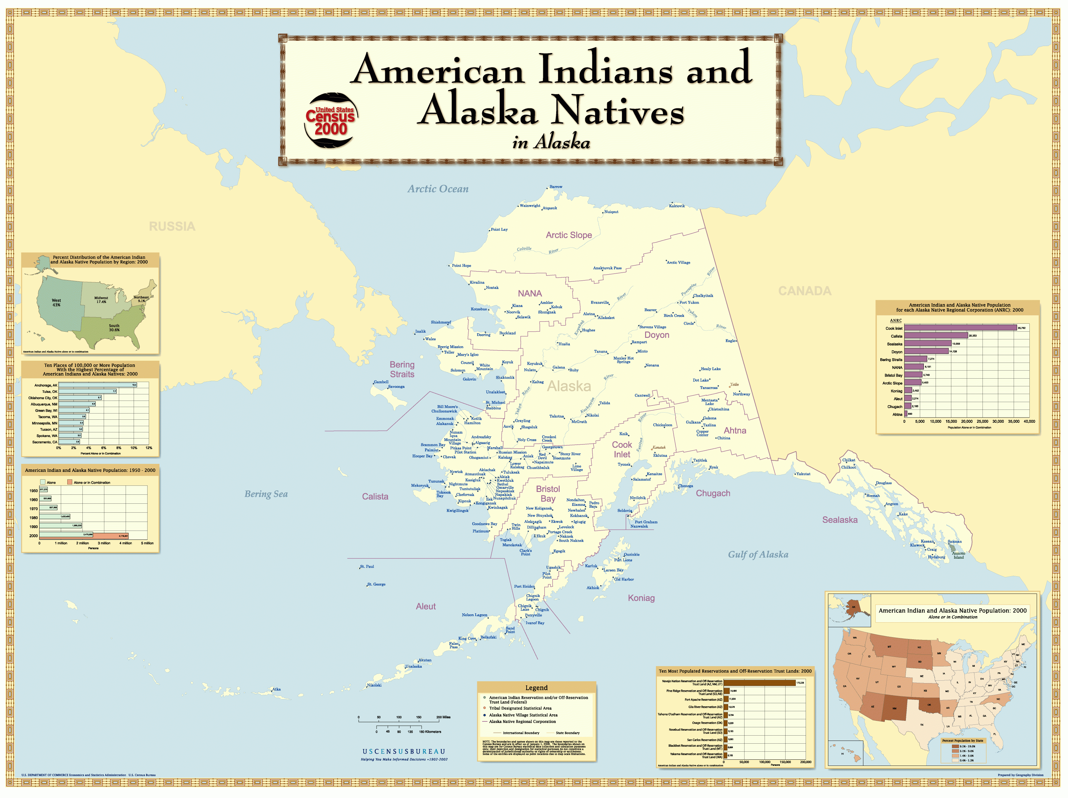American Indians And Alaska Natives In The U.s. Wall Maps - Native American Reservations In Texas Map