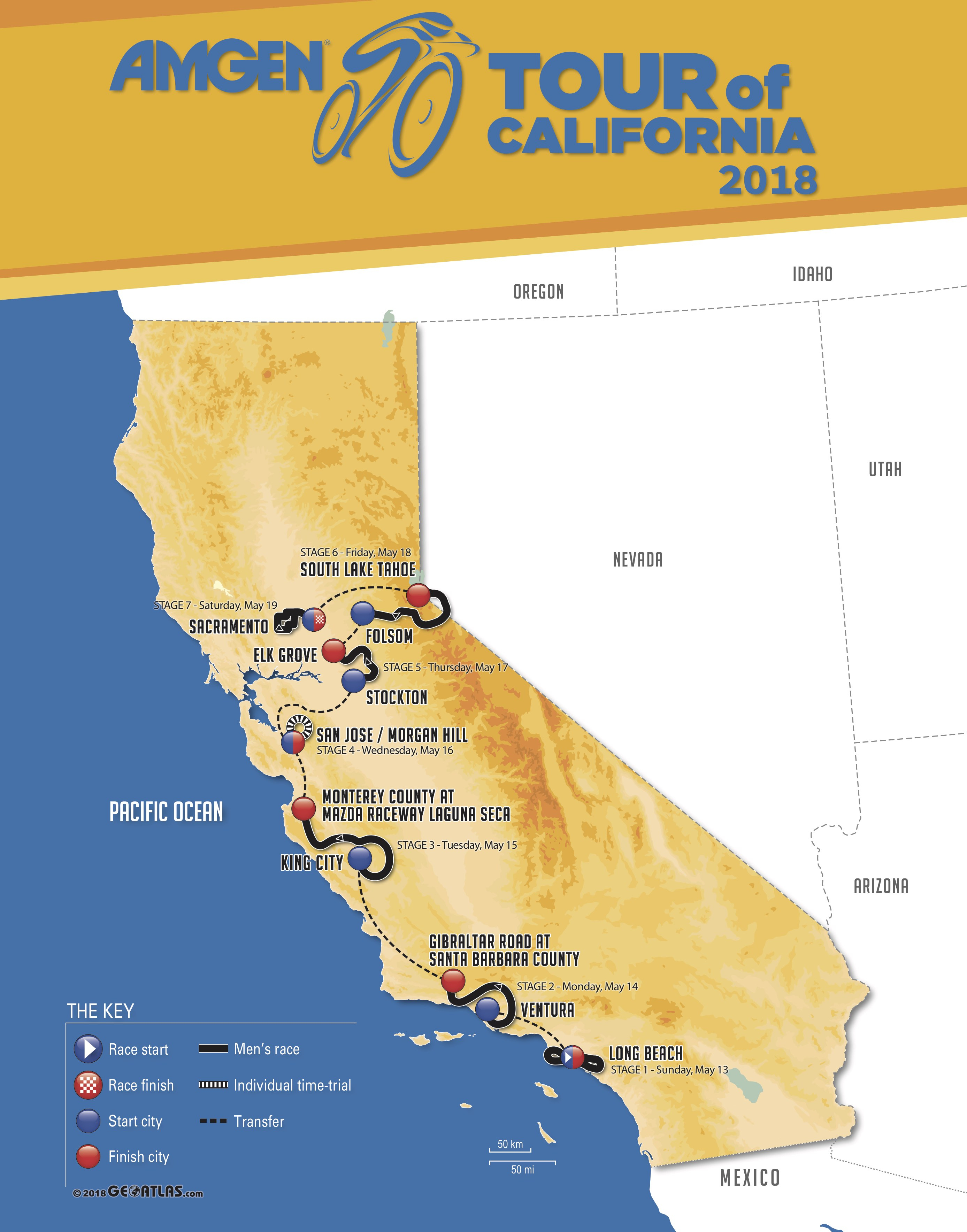 Amgen Tour Of California 2018 | Stage/race Profiles - Tour Of California 2018 Map