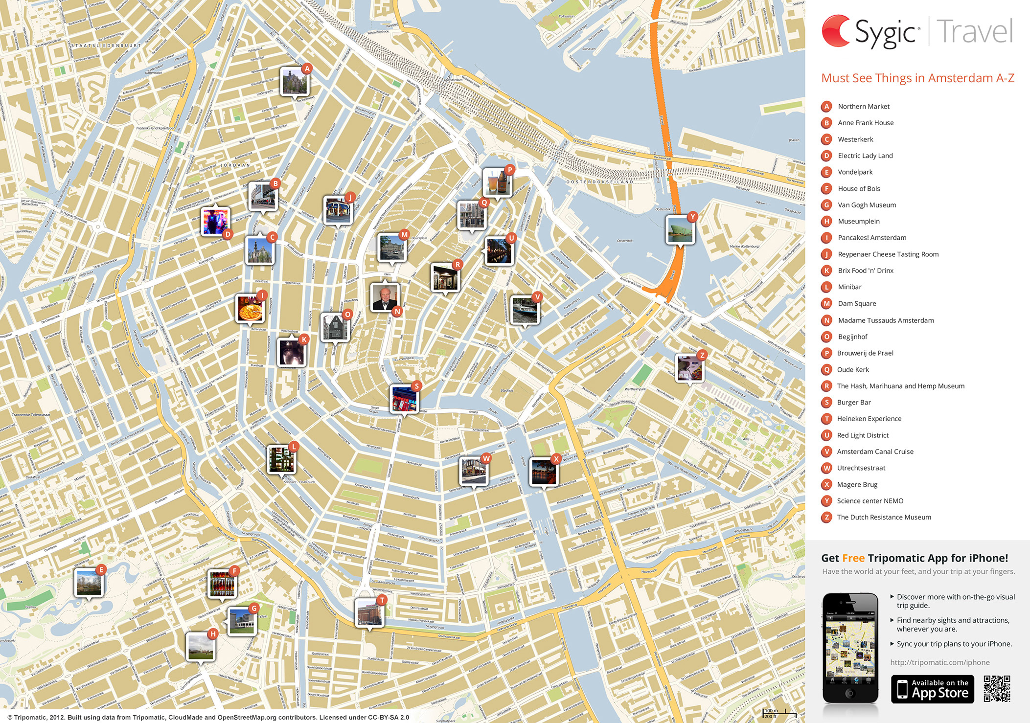 Amsterdam Printable Tourist Map | Sygic Travel - Tourist Map Of Amsterdam Printable