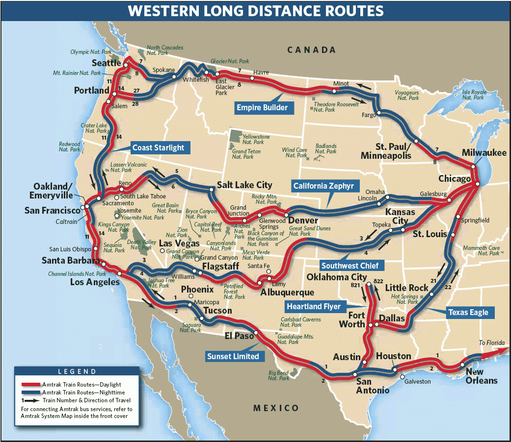 Amtrak Map Us Routes | Travel Maps And Major Tourist Attractions Maps - Amtrak Texas Eagle Route Map