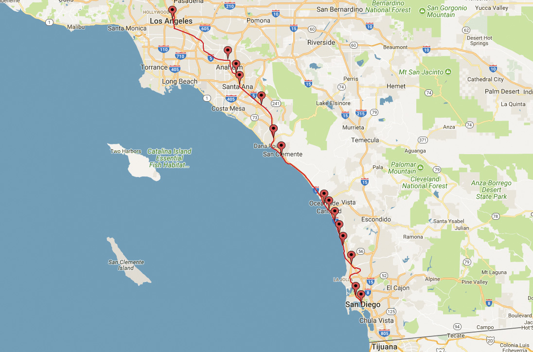 Amtrak Pacific Surfliner Business Class Los Angeles To San Diego - Amtrak California Surfliner Map