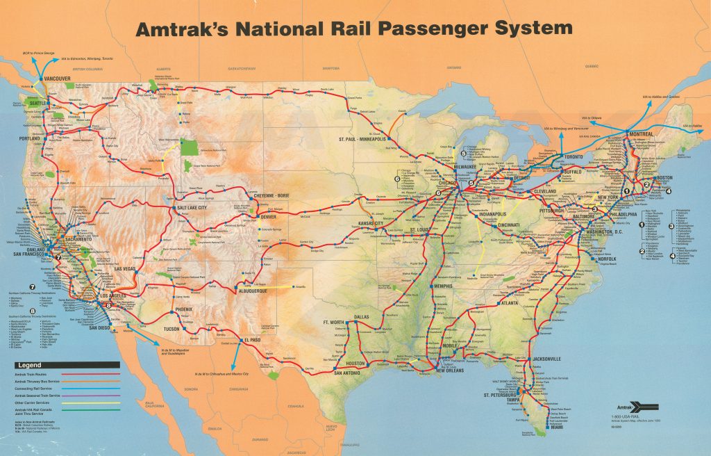 Amtrak System Map, 1993. — Amtrak: History Of America's Railroad ...