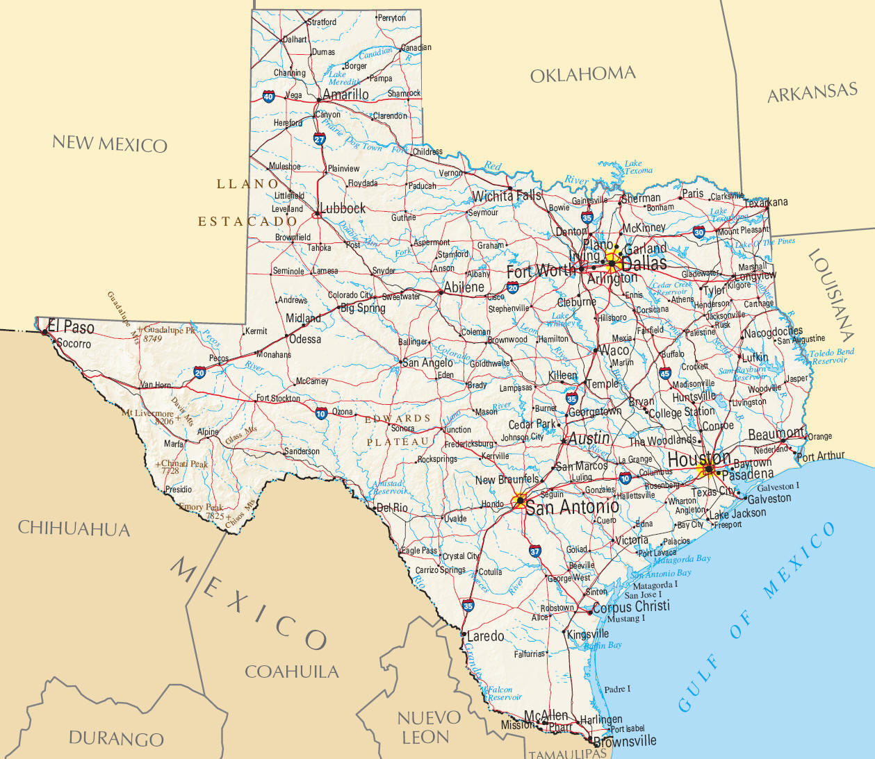 Anglonautes &amp;gt; Travel &amp;gt; Maps &amp;gt; Usa &amp;gt; States &amp;gt; Texas - Travel Texas Map