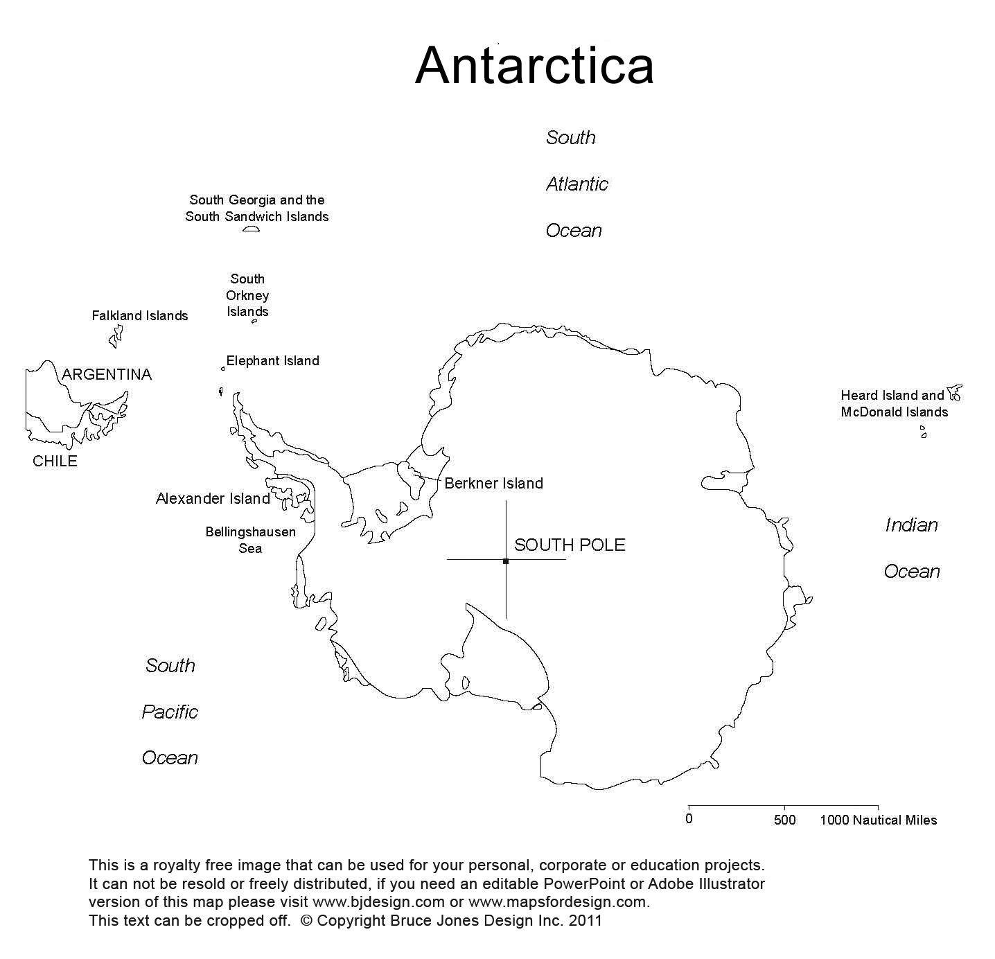 Antarctica, South Pole, Blank Printable Map, Outline, World Regional - Free Printable Map Of Chile