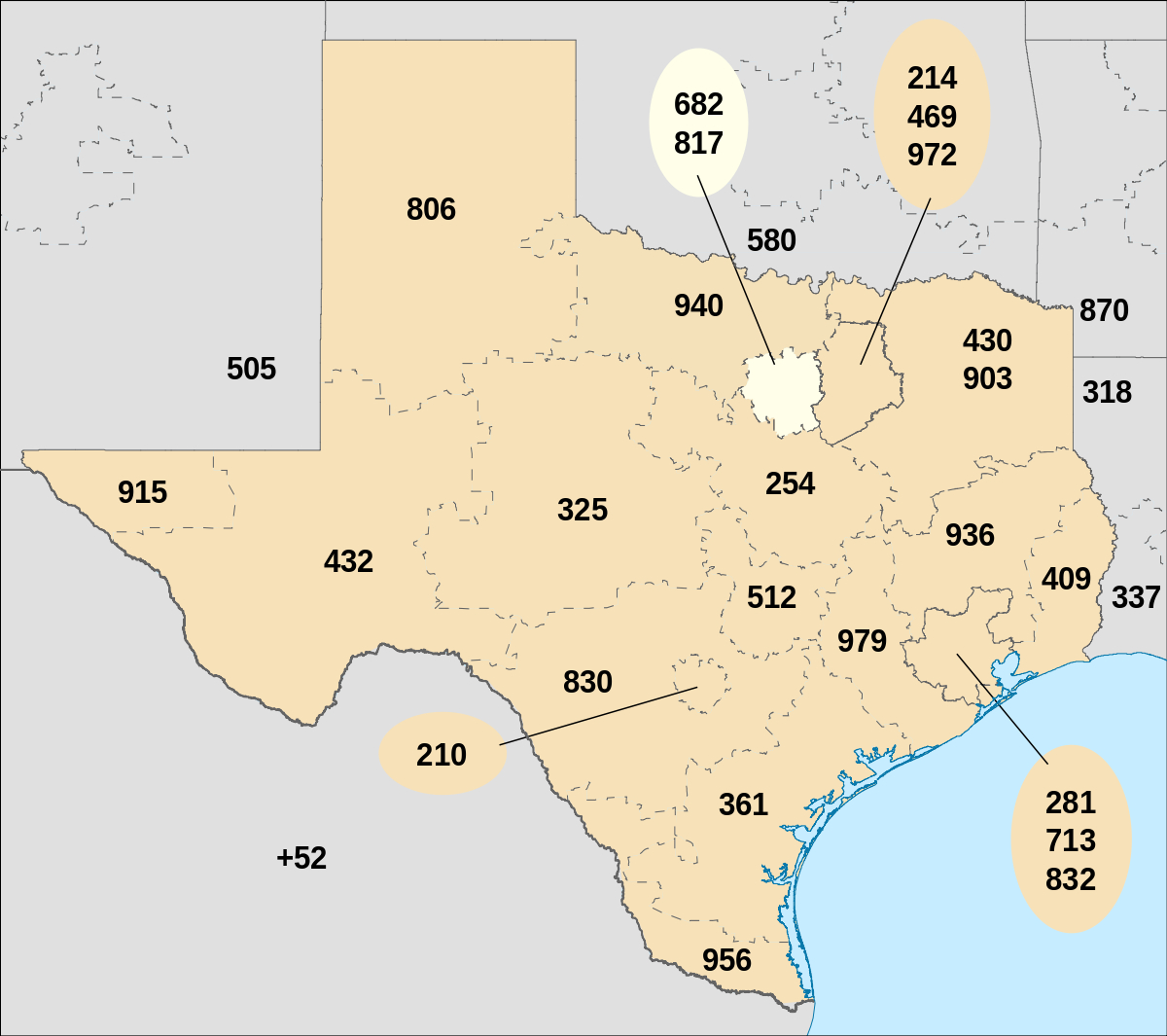 Area Codes 817 And 682 - Wikipedia - Trophy Club Texas Map