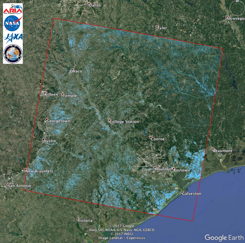 Aria Alos-2 Flood Proxy Map Of Texas Flooding From Harvey | Nasa ...