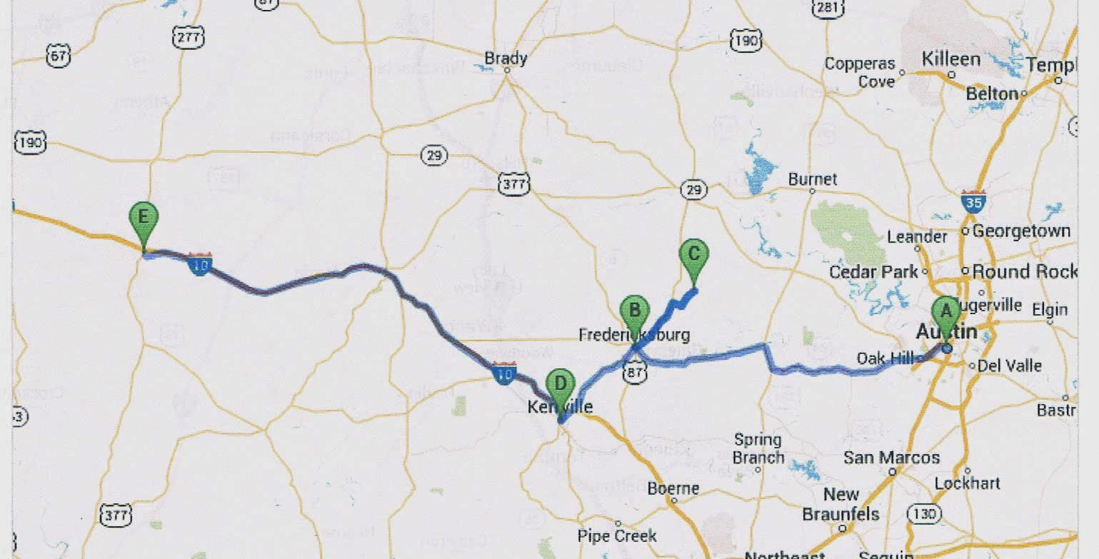 Arizonami: Texas (7 Ème Jour) : Fredericksburg / Route Vers Sonora - Brady Texas Map
