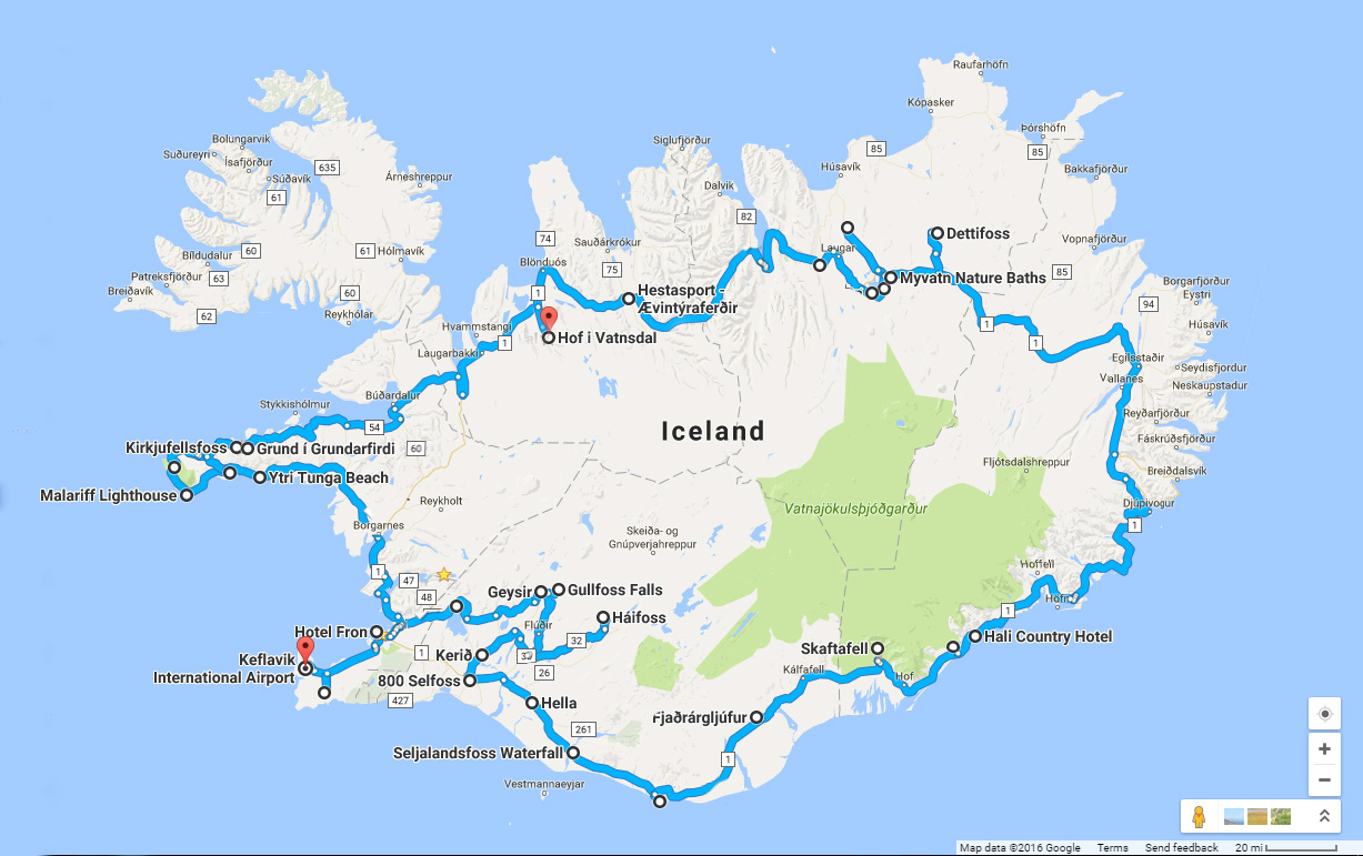 Printable Driving Map Of Iceland Printable Maps