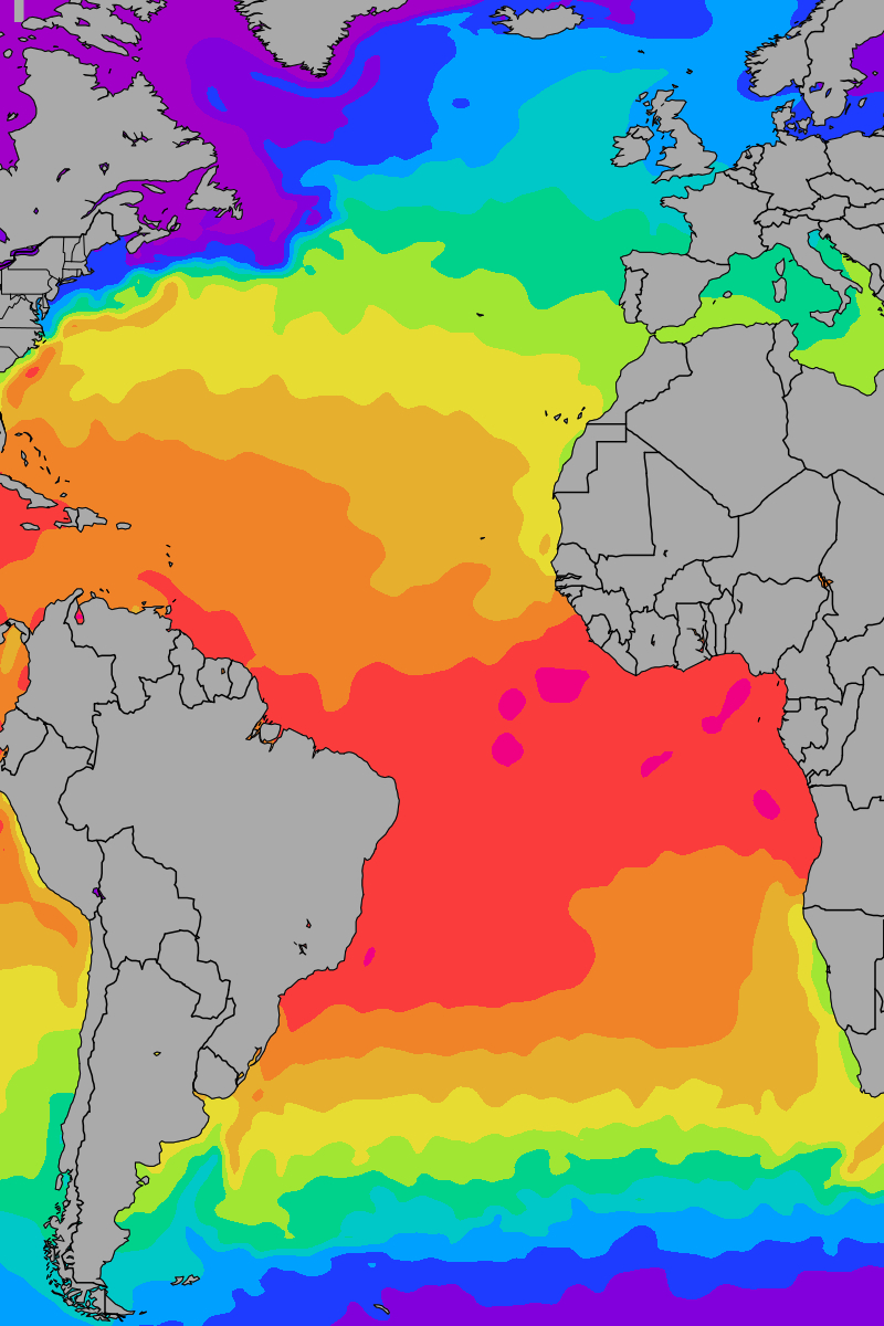Atlantic Ocean Sea Temperatures - Florida Water Temperature Map