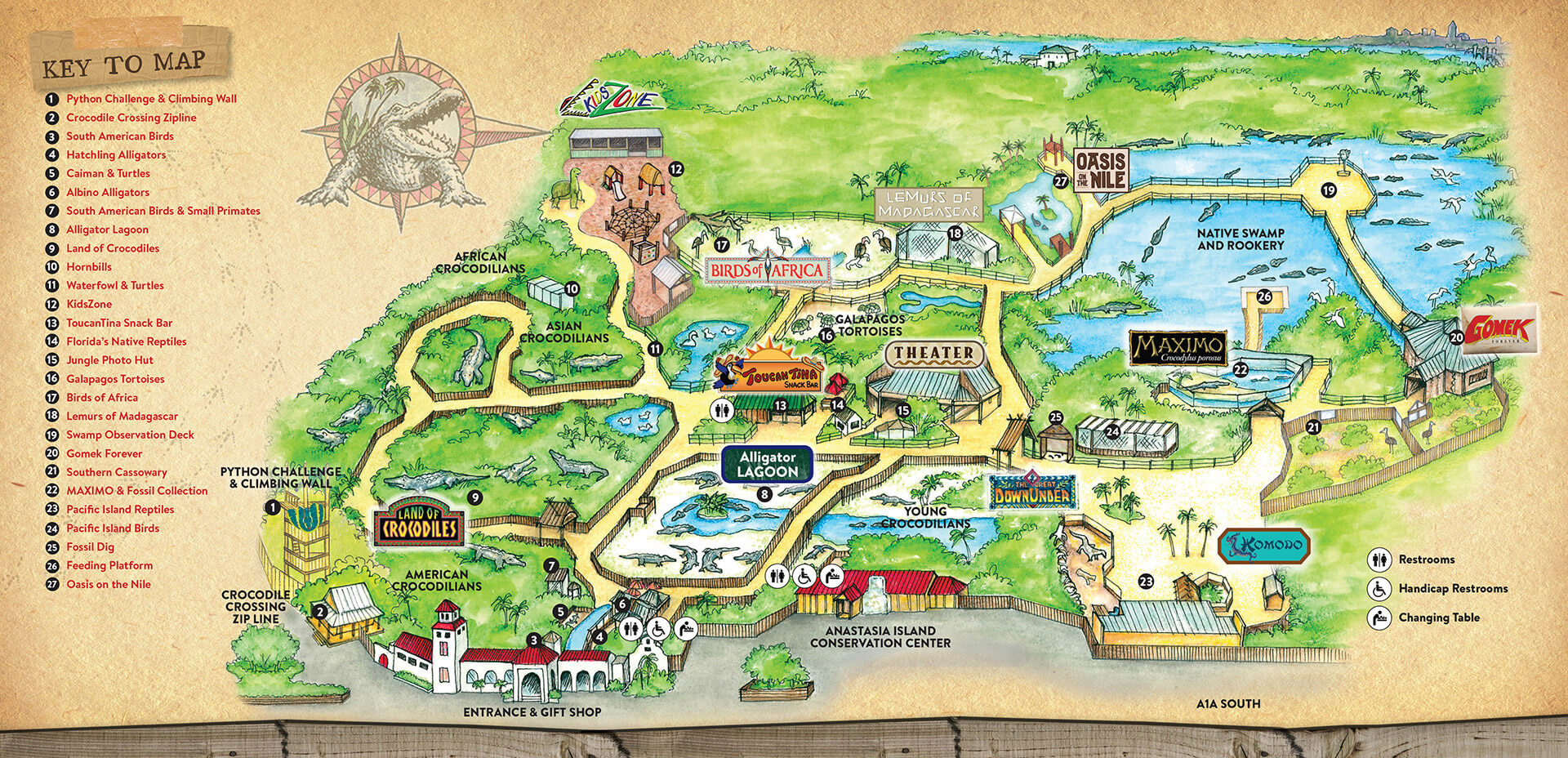 Attractions &amp;amp; Exhibits – St. Augustine Alligator Farm Zoological Park - St Augustine Florida Map Of Attractions