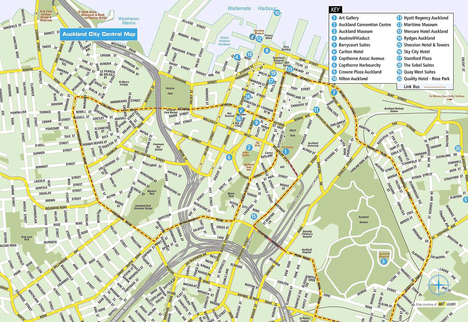 Auckland Map Centre - Map Of Auckland City Centre (New Zealand) - Printable Map Of Auckland