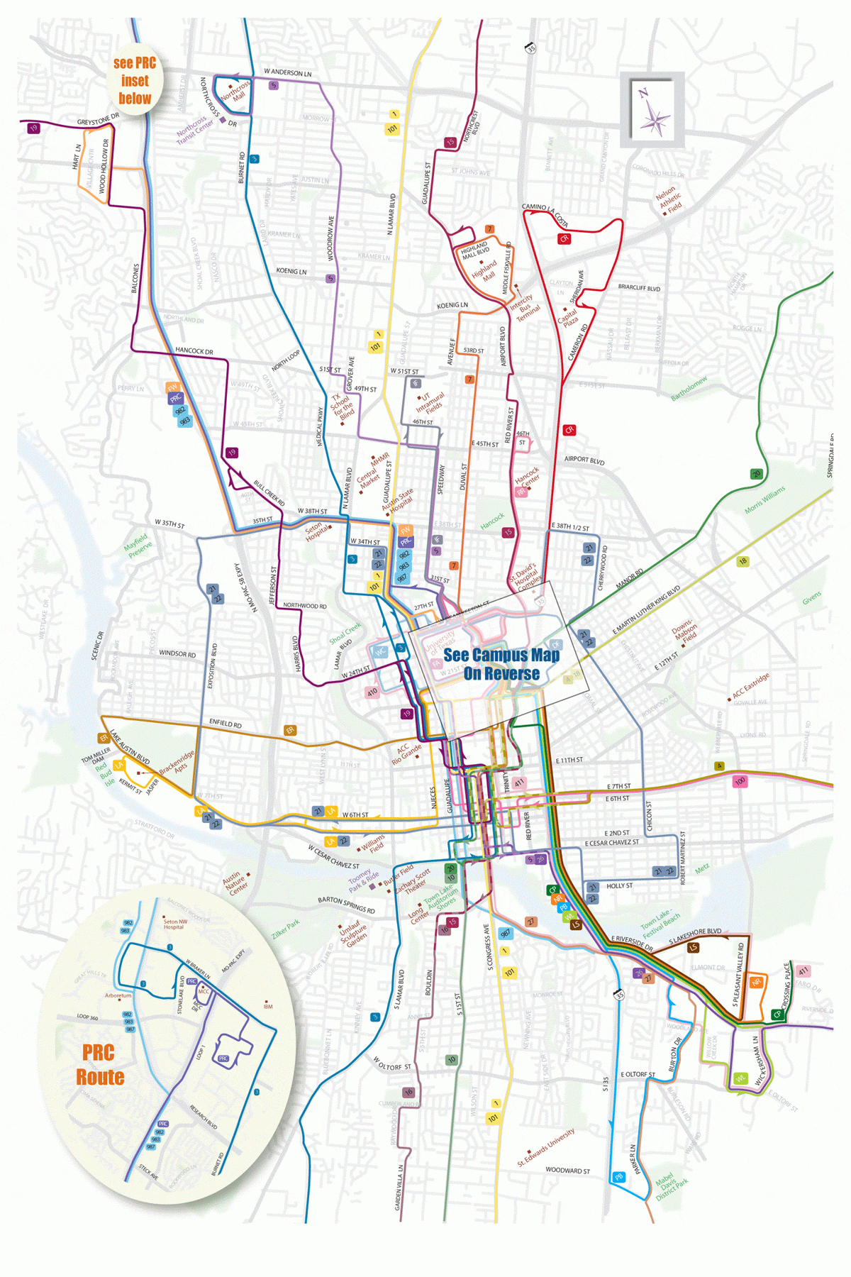 Austin Bus Map - Austin Texas • Mappery - Austin Texas Public Transportation Map