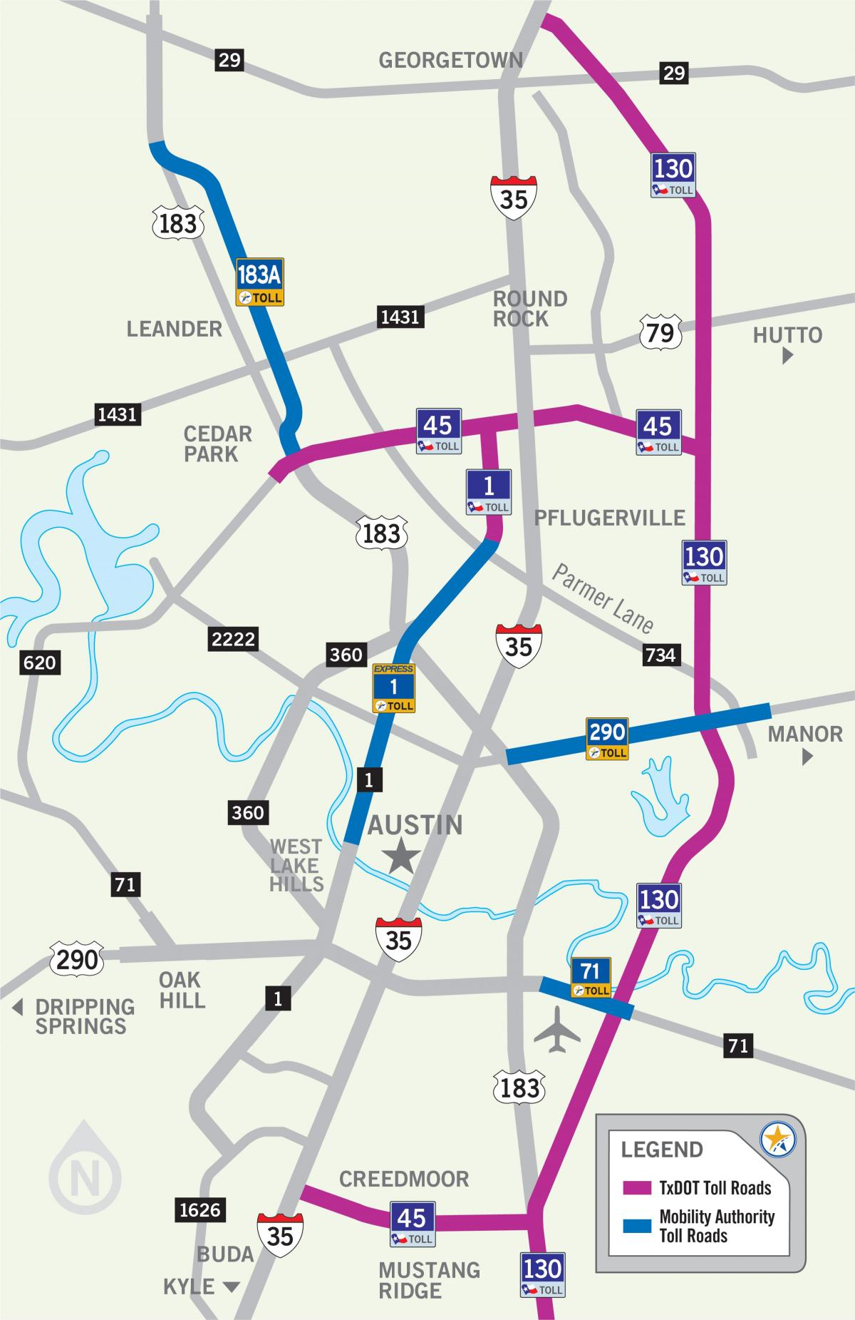Austin Route À Péage) Carte - Carte De Austin Route À Péage (Texas - Texas Toll Roads Map