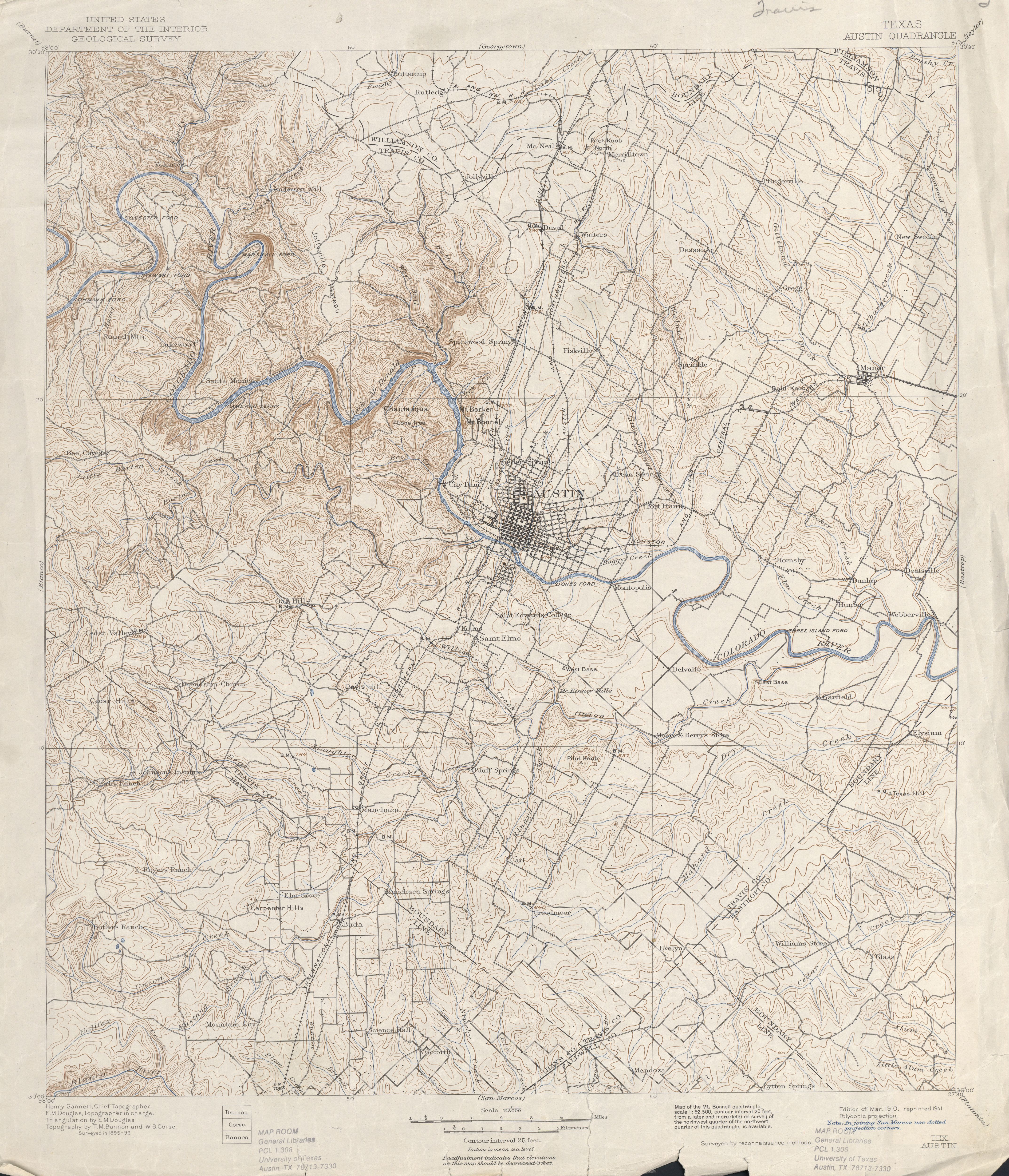 Austin, Texas Topographic Maps - Perry-Castañeda Map Collection - Ut - Austin Texas Elevation Map