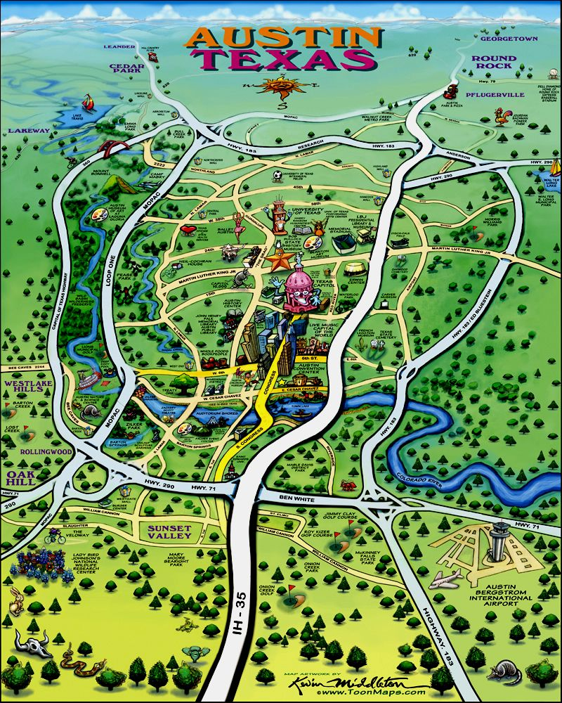 Austin Texas Tourist Map - Austin Texas • Mappery | Maps - Austin Texas Map