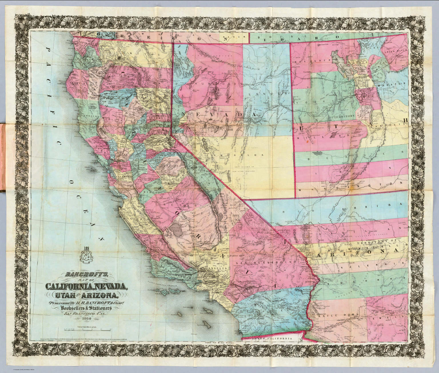 Bancroft&amp;#039;s Map Of California, Nevada, Utah And Arizona. / Bancroft - California Nevada Arizona Map