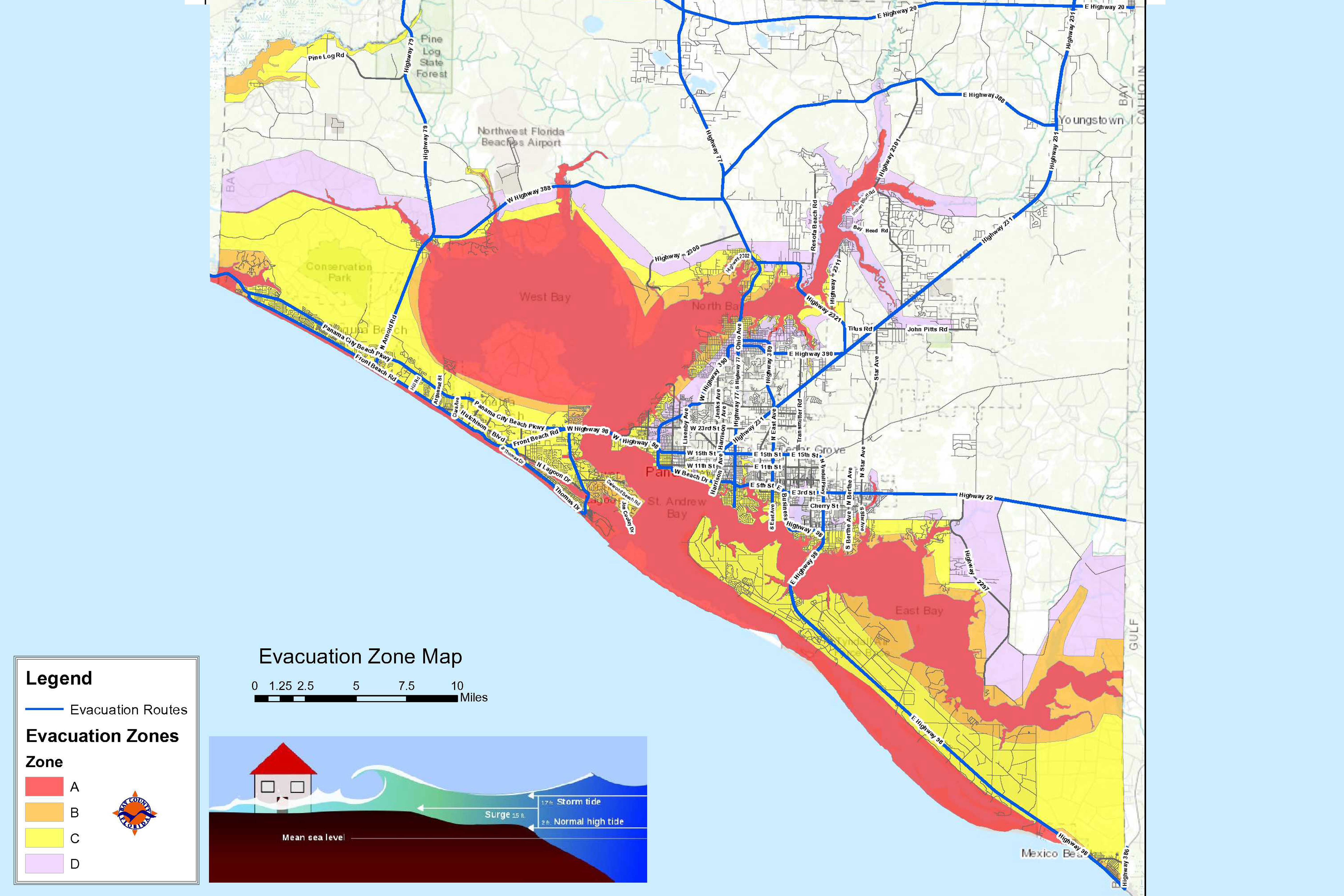 Bay County Issues Mandatory Evacuation Orders For Zones A, B And C - Gulf County Florida Flood Zone Map