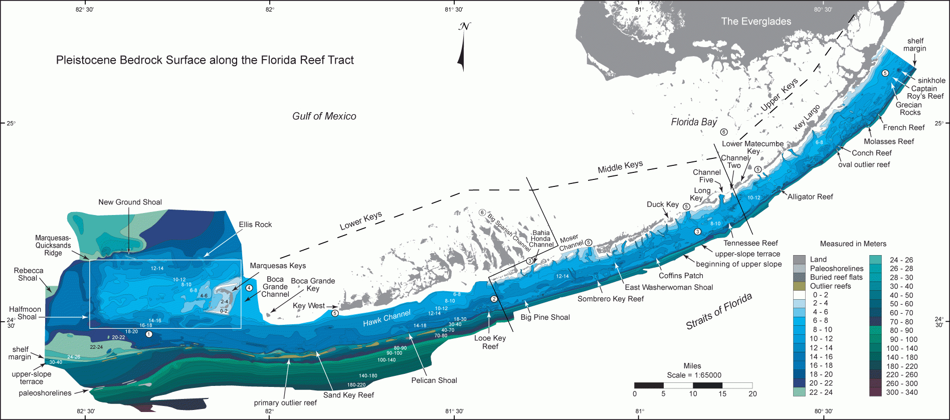 Bedrock Surface Map Systematic Mapping Of Bedrock And Habitats Ocean Depth Map Florida 