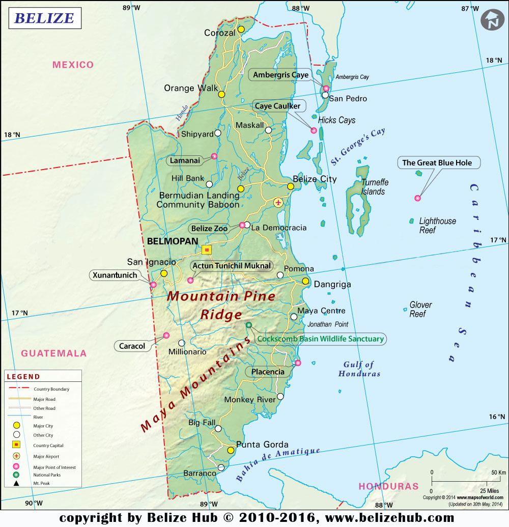 Belize Map | Map Of Belize - Download Maps Of Belize - Printable Map Of Belize